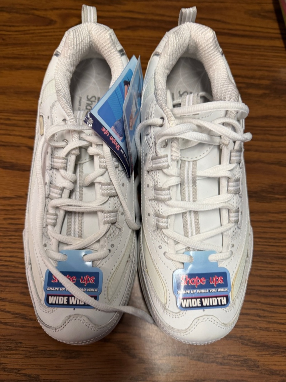 White Shape-ups Wide Width Walking Sneakers